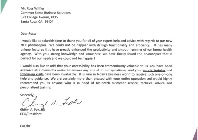 Fox & Associates Testimonial Letter