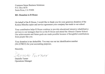 RHouse Testimonial Letter