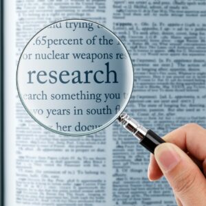 magnifying glass over the word research