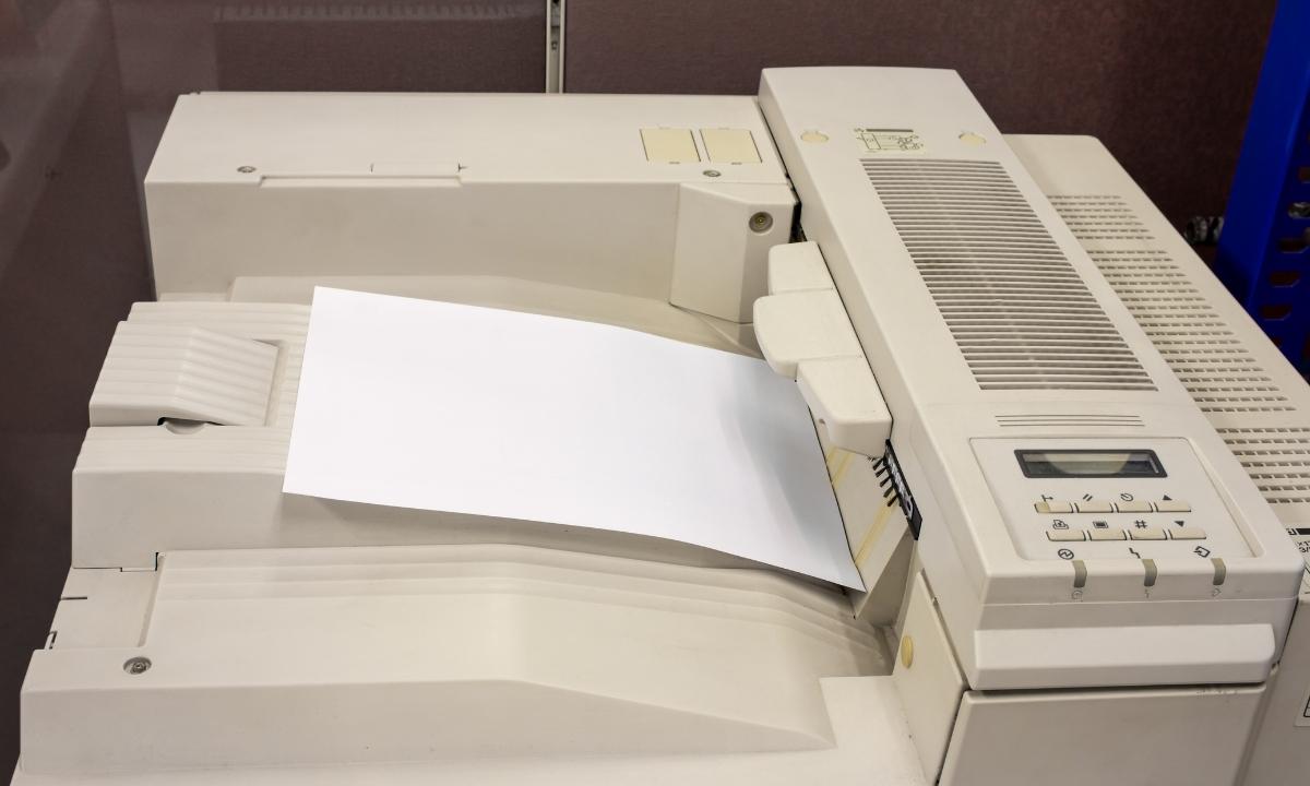 overview shot of an older model copier machine